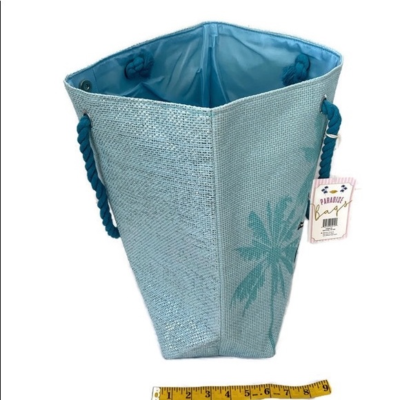 Paradise Bag Oversized Shoulder Tote Bag Nautical Beach Metallic Blue Lo… - Picture 9 of 11
